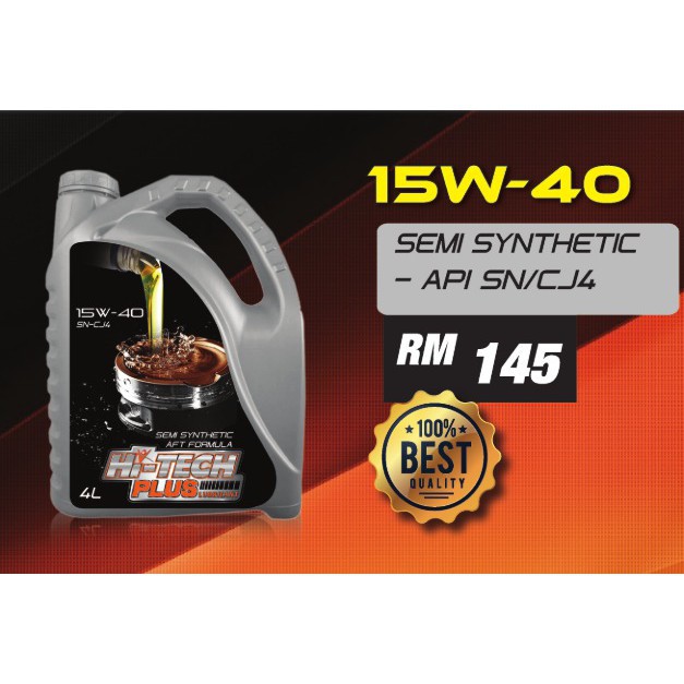 HiTech Plus Lubricant Engine Oil SemiSynthetic 15W40 4Liter Shopee