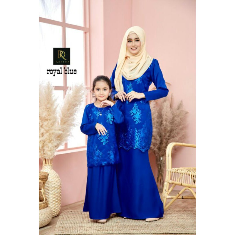 BAJU KURUNG LACE RAYSHA IBU ANAK ROYAL BLUE Shopee Malaysia