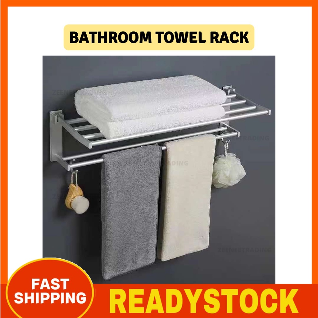 Aluminum Towel Rack Towel hanger Bathroom rack Rak sangkut tuala ...