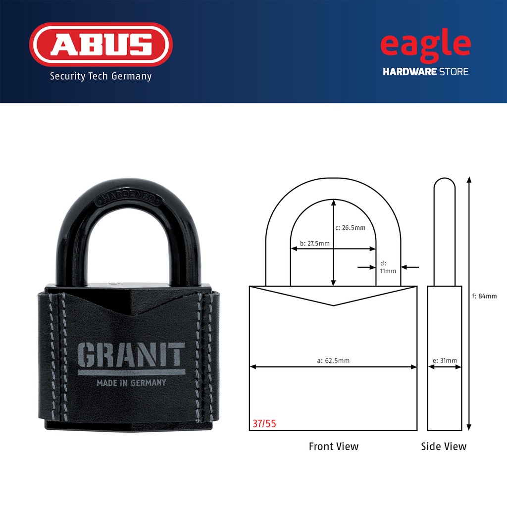 ABUS S&S Granite 37/55 Padlock (Sea & Snow) - High Security For The Highest Requirements - Ideal For Marine, Sea And Snow - With ABUS Plus Cylinder To Prevent Picking, Double - View #5