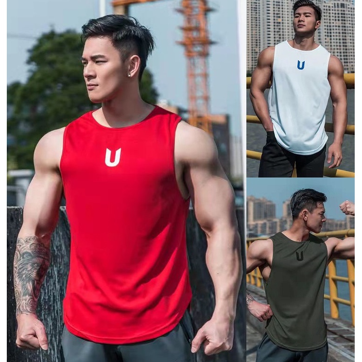 Men Gym Shirt Quick Dry Elastic Men Tank Tops Sports Gym Shirts Singlet ...