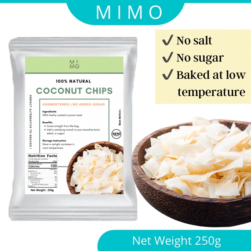 MIMO Unsweetened Coconut Chips Coconut Flakes No sugar added keto