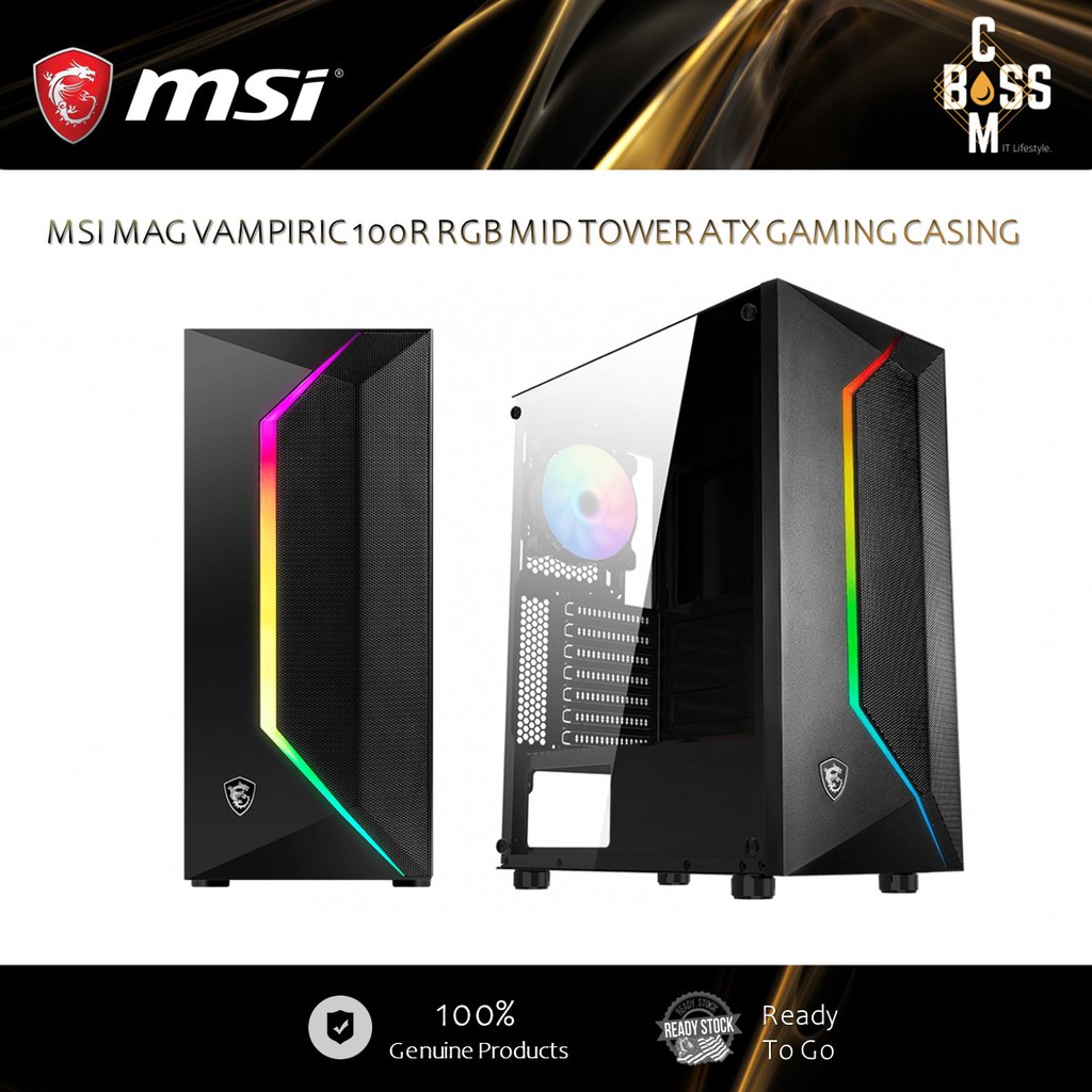 *HOT*MSI MAG VAMPIRIC 100R RGB MID TOWER ATX GAMING CPU DESKTOP CASING ...