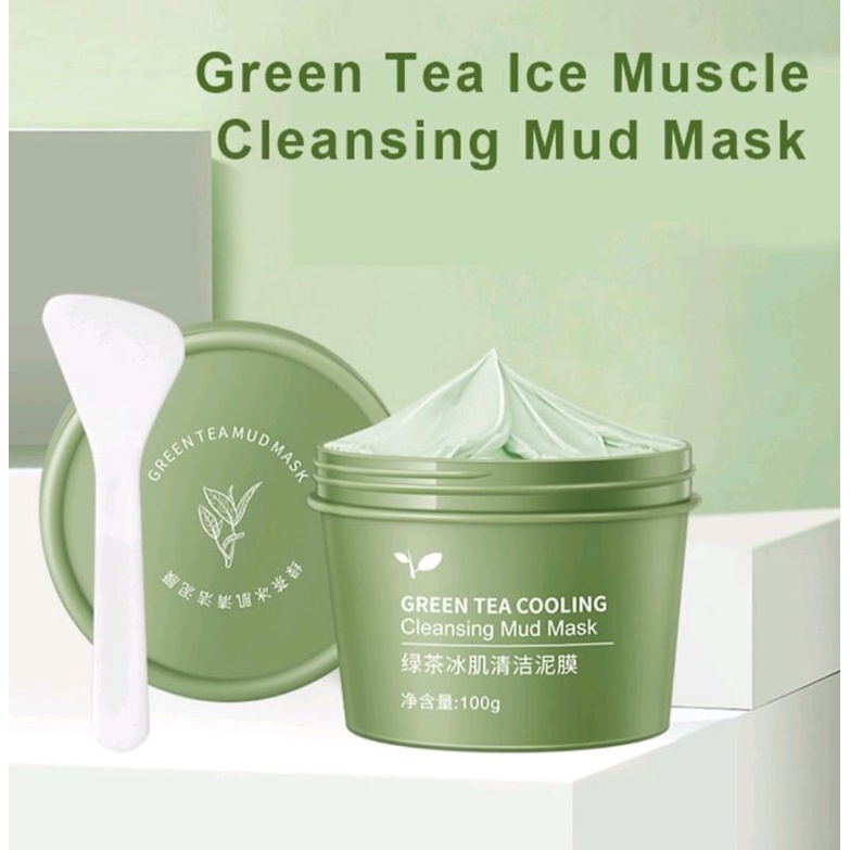 (READY STOCK) Green Tea Ice Muscle Mud Mask Anti-acne Face Cream Shrink ...