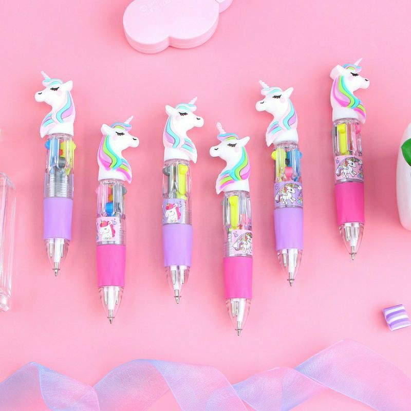 READY STOCK MALAYSIA Unicorn Head Gel Ink 4colors School Stationery ...