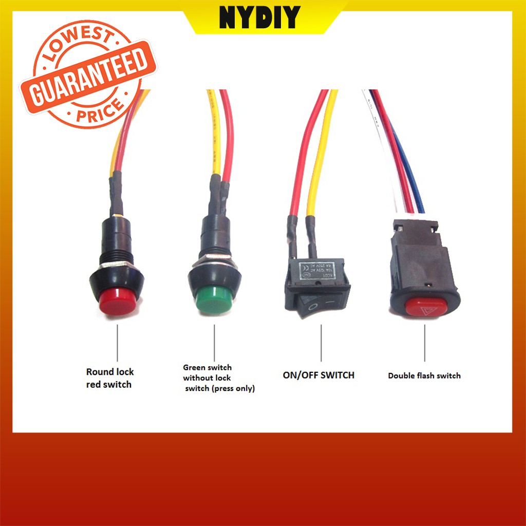 Car Automotive Types Switch On/Off Push Button Suis Horn Hazard Switch ...
