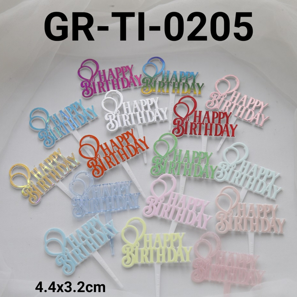 GR-TI-0205-K Cake topper cupcake plastic writing mini happy birthday ...