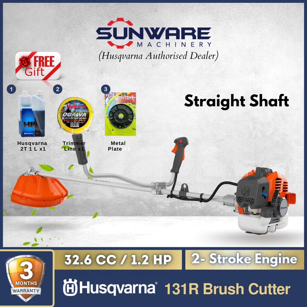HUSQVARNA 131R 2Stroke Handheld Brush Cutter Mesin Rumput (With Free