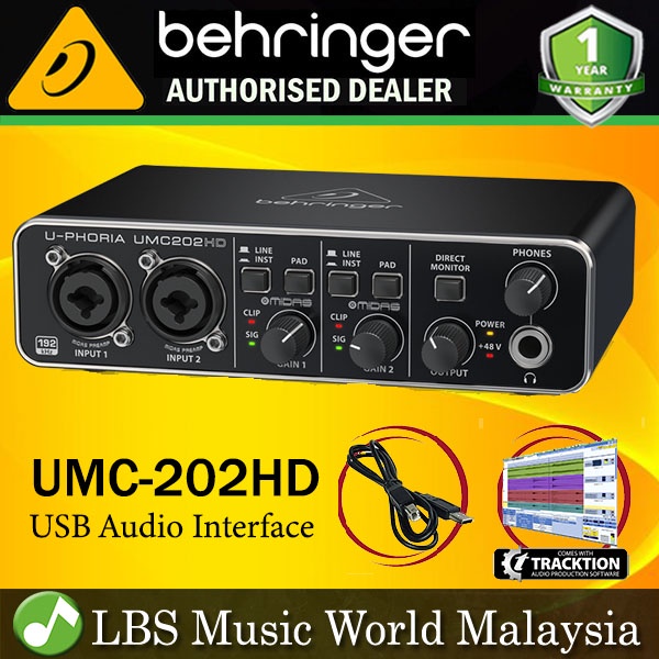 Behringer UMC202HD 2 X 2 USB Audio Interface with MIDAS Mic Preamps
