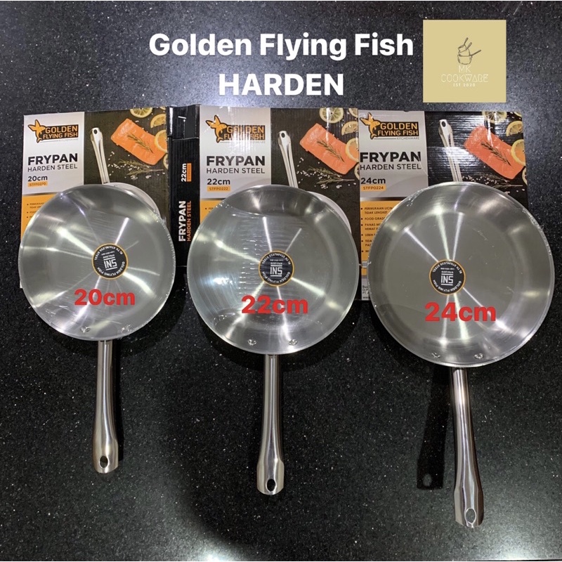Fry Pan Harden Stainless Steel 20cm Golden Flying Fish Frypan Non-Stick ...
