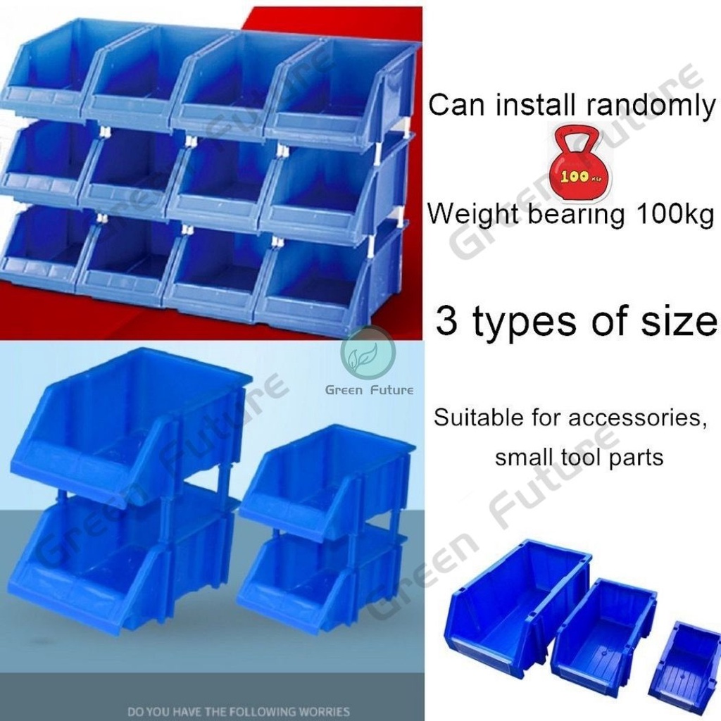 Gf Stackable Plastic Tool Parts Container Box Shelf Bekas Kotak