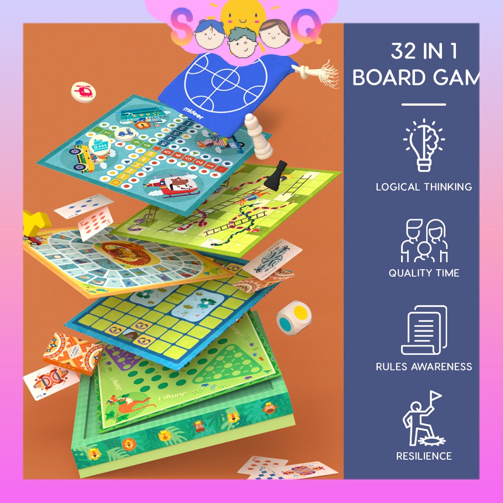 MIDEER Classic Board Game Series32 In 1 Classic Board Game Permainan
