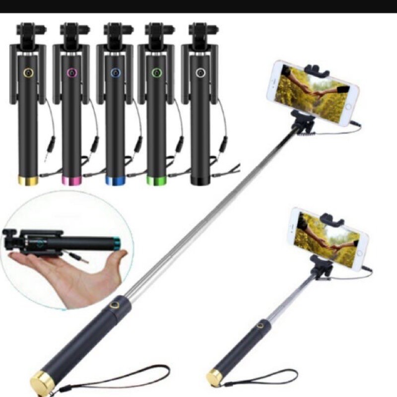 Portable Extendable Monopod SelfPole Handheld Wired Selfie Stick