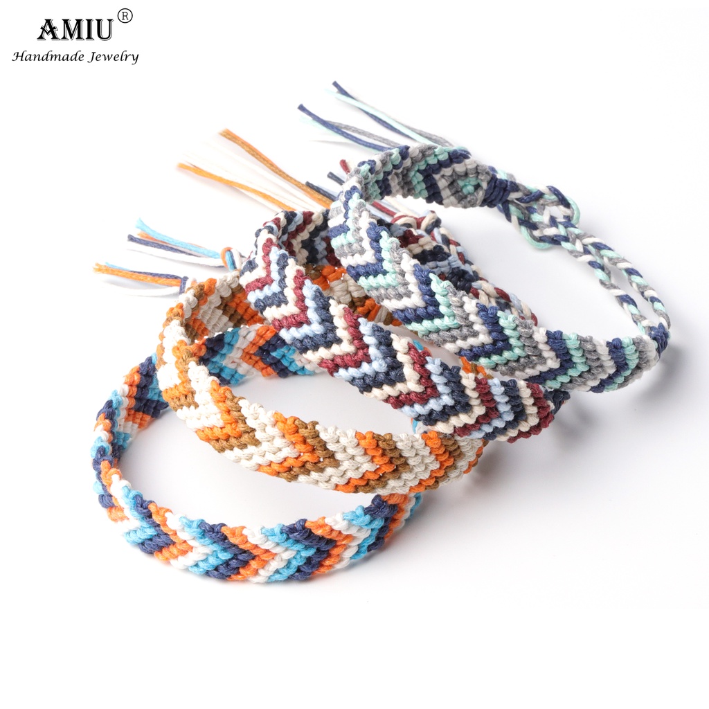 Handmade Friendship Bracelet Rope String Colorful Boho Cotton Wax