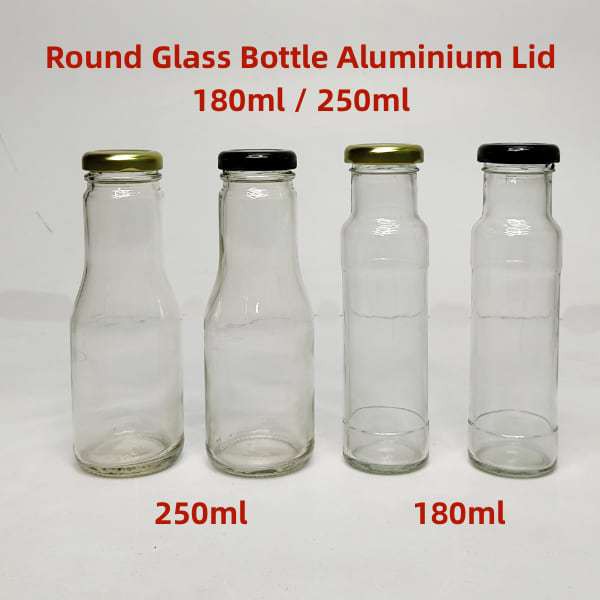 Round Glass Bottle / Juice Bottle / Sauce Bottle / Botol Kaca ...
