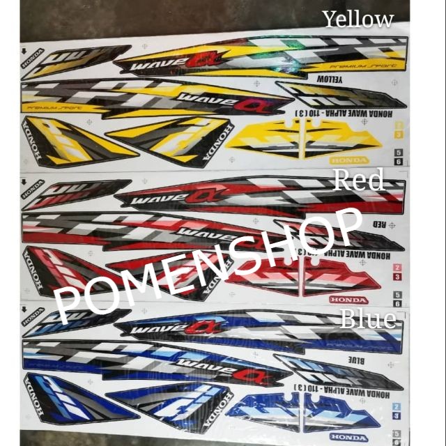 HONDA WAVE ALPHA 110 (3) BODY STICKER BADAN STRIKE STRIPE STIKER ...