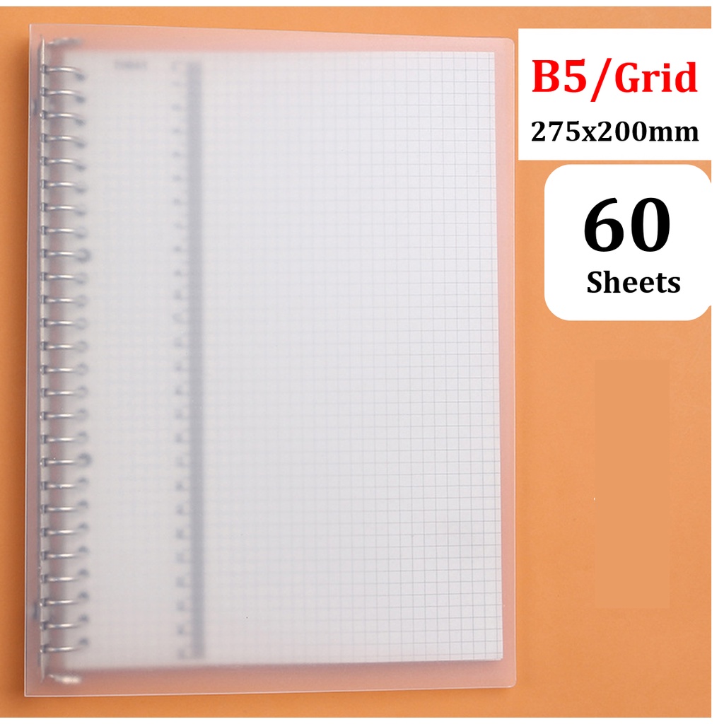 🇲🇾 Ready Stock 120 Pages Refillable Loose Leaf Notebook with Ruler A4 ...