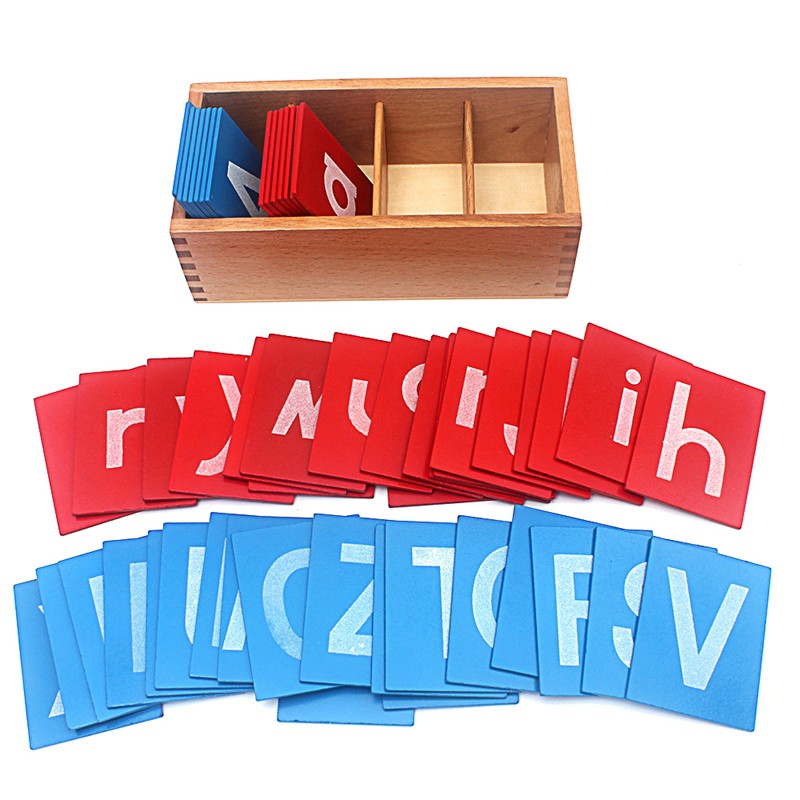Baby Toy Montessori Lower and Capital Case Sandpaper Blue Red Letters ...