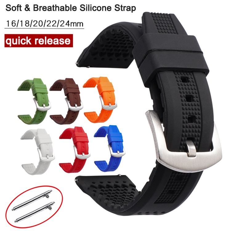 Quick Release Rubber Watch Strap Soft and Breathable Wristband