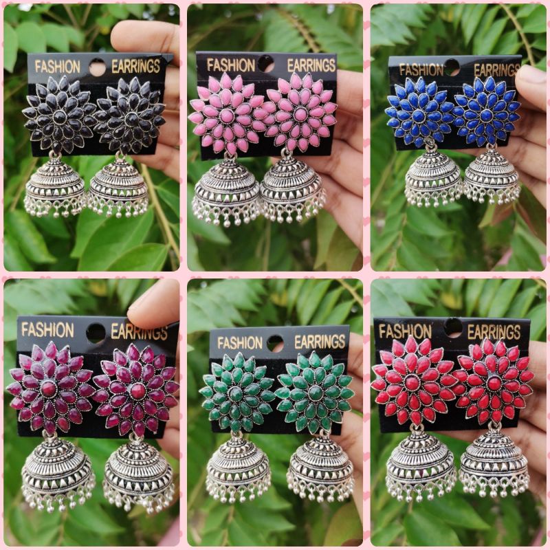 Big Trendy Indian Jhumkas Rhinestone Studded | Shopee Malaysia