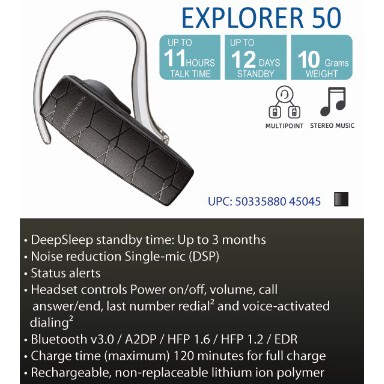 Plantronics Explorer 50 Bluetooth Headset 100 ORIGINAL