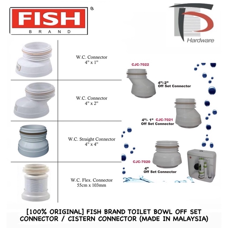 [100% ORIGINAL] FISH BRAND TOILET BOWL OFF SET CONNECTOR / CISTERN ...