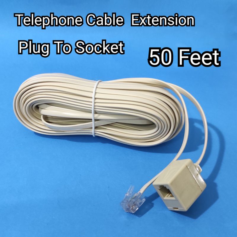 50 Feet Telephone Cable extension pkug to socket wayar talipon | Shopee ...