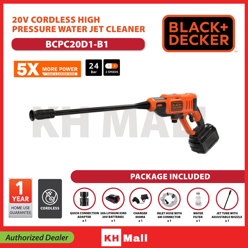 BLACK DECKER BCPC20D1-B1 20V Cordless High Pressure Washer Water
