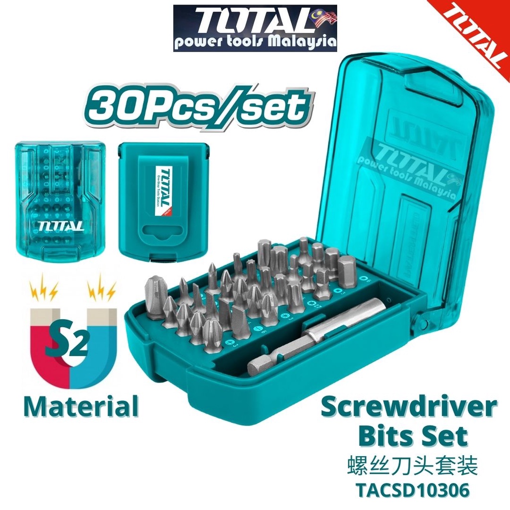TOTAL 30 Pcs Screwdriver Bits Set 螺丝刀头套装 - TACSD10306 | Shopee Malaysia