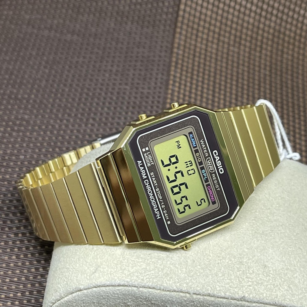 Casio Digital Gold Ion Plated Stainless Steel Band Watch A700WG-9A