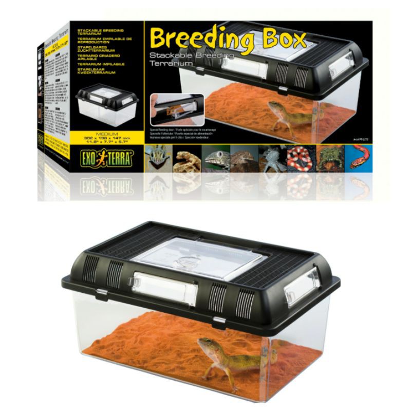 Exo Terra Breeding Box Medium With Feeding Door stackable reptile box