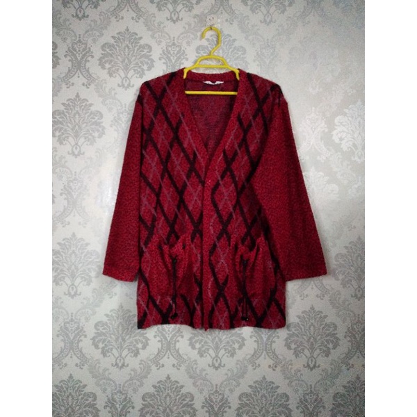 Three Color Cardi with Braided Sleeves