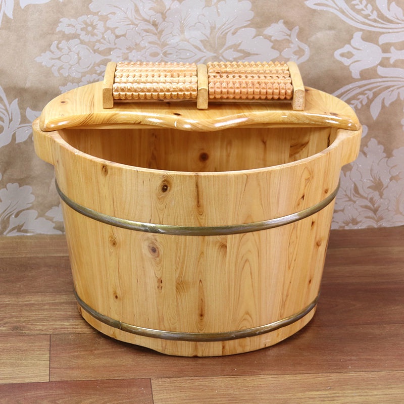 Foot spa wooden bucket / lignum cedrium / Wood Foot Spa Basin Wooden Bucket Foot Bath Massage
