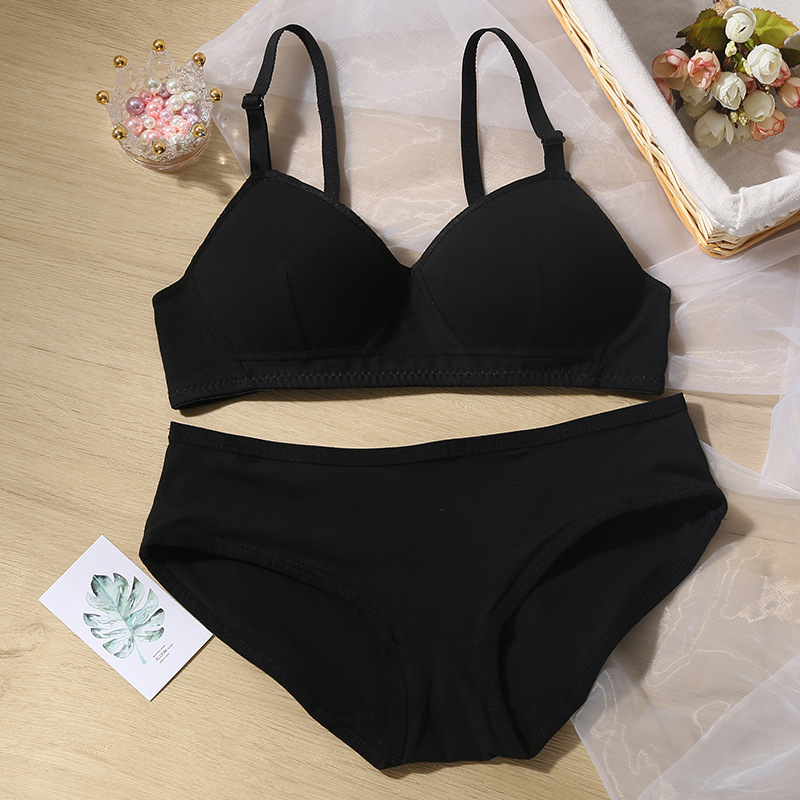 Full Cotton Girl Bra Set Bras+Panties 3238 A B Cup Wireless Push Up