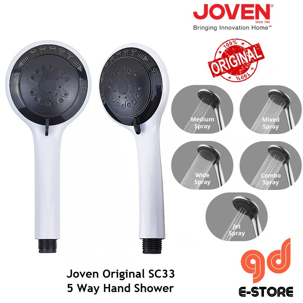 NEW ORIGINAL JOVEN SHOWER HEAD White / Chrome SX5 SERIES Shower Hose