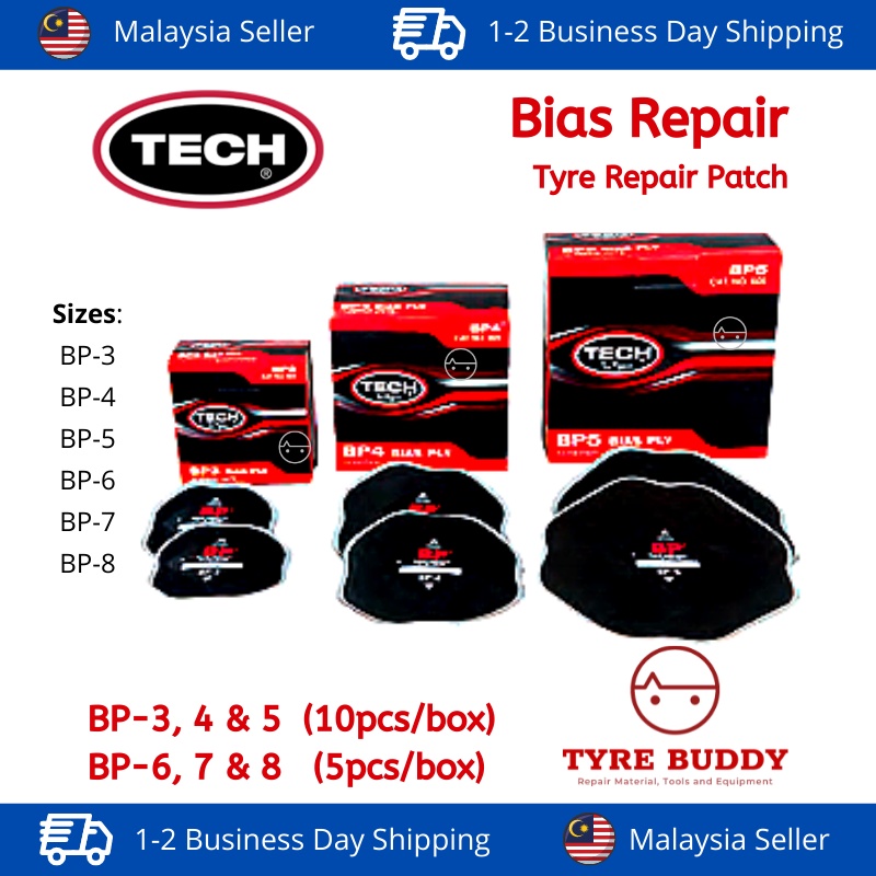 TECH Bias Repair Tyre Repair Patch; BP3; BP4; BP5; BP6; BP7; BP8 ...