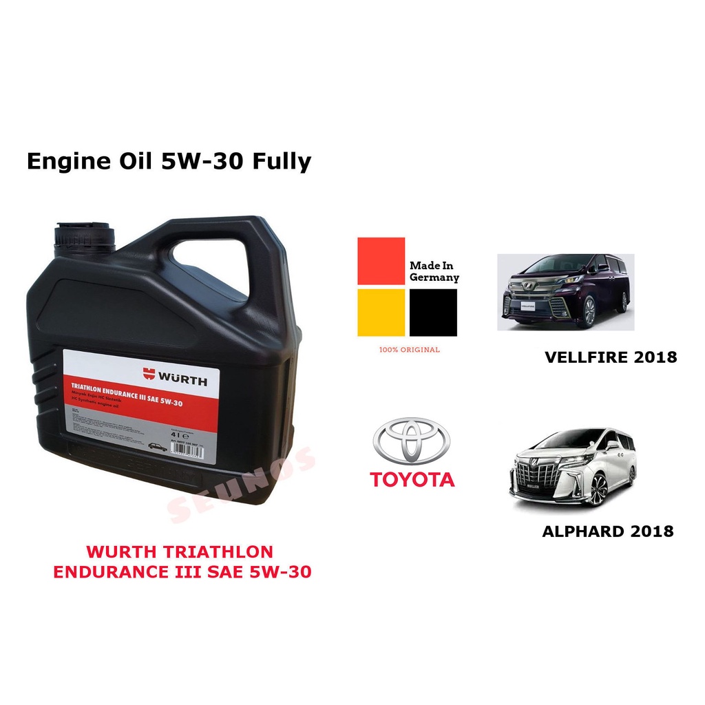 Toyota Vellfire 2018 / Alphard 2018 Engine Oil 5W-30 Fully Engine Oil ...