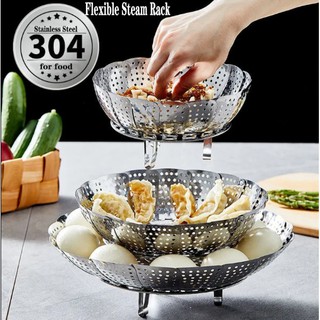 Folding Dish Steam Stainless Steel Food Steamer Basket Mesh