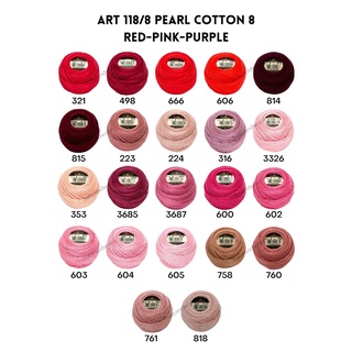  DMC 116 8-321 Pearl Cotton Thread Balls, Red, Size 8
