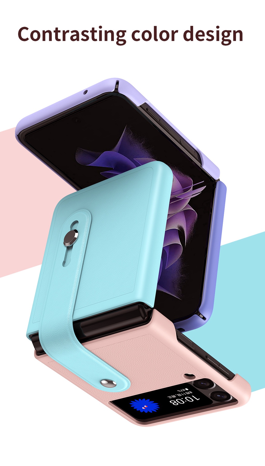 Z Flip 6/5/4/3 Contrast Colour Phone Casing Cover ZFlip3 ZFlip4 ZFlip5 ...