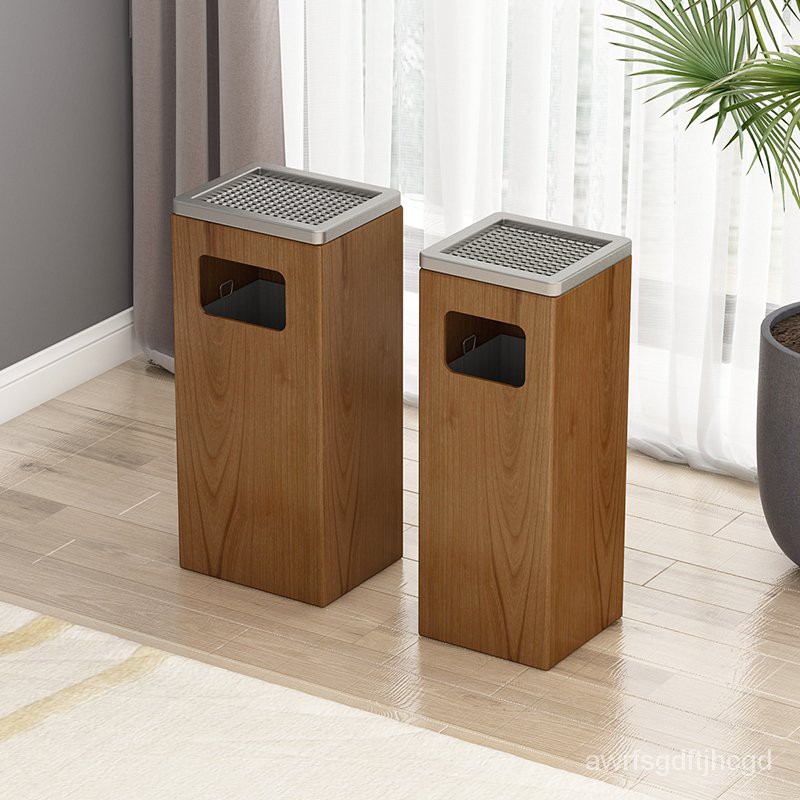 User Friendly Hotel Trash Can Lobby Vertical Large Solid Wood High End   06389d421d08336ad5c65dac7ac17e2a