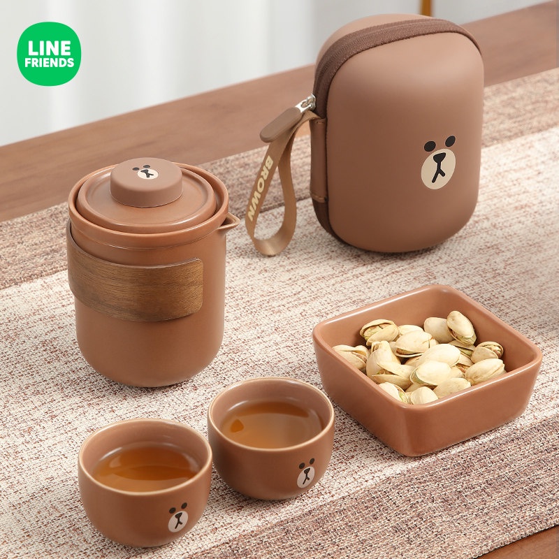 Line FRIENDS Authorized Cartoon Ceramic Portable Tea Set Bear Big