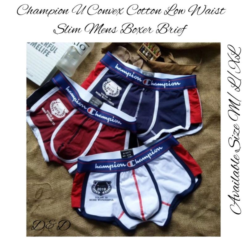 Champion Men Underwear Boxer Trunks Underwear [U Convex Cotton Low Waist]  男士冠军潮棉内裤 Seluar Dalam Champion Lelaki [M/L/XL]