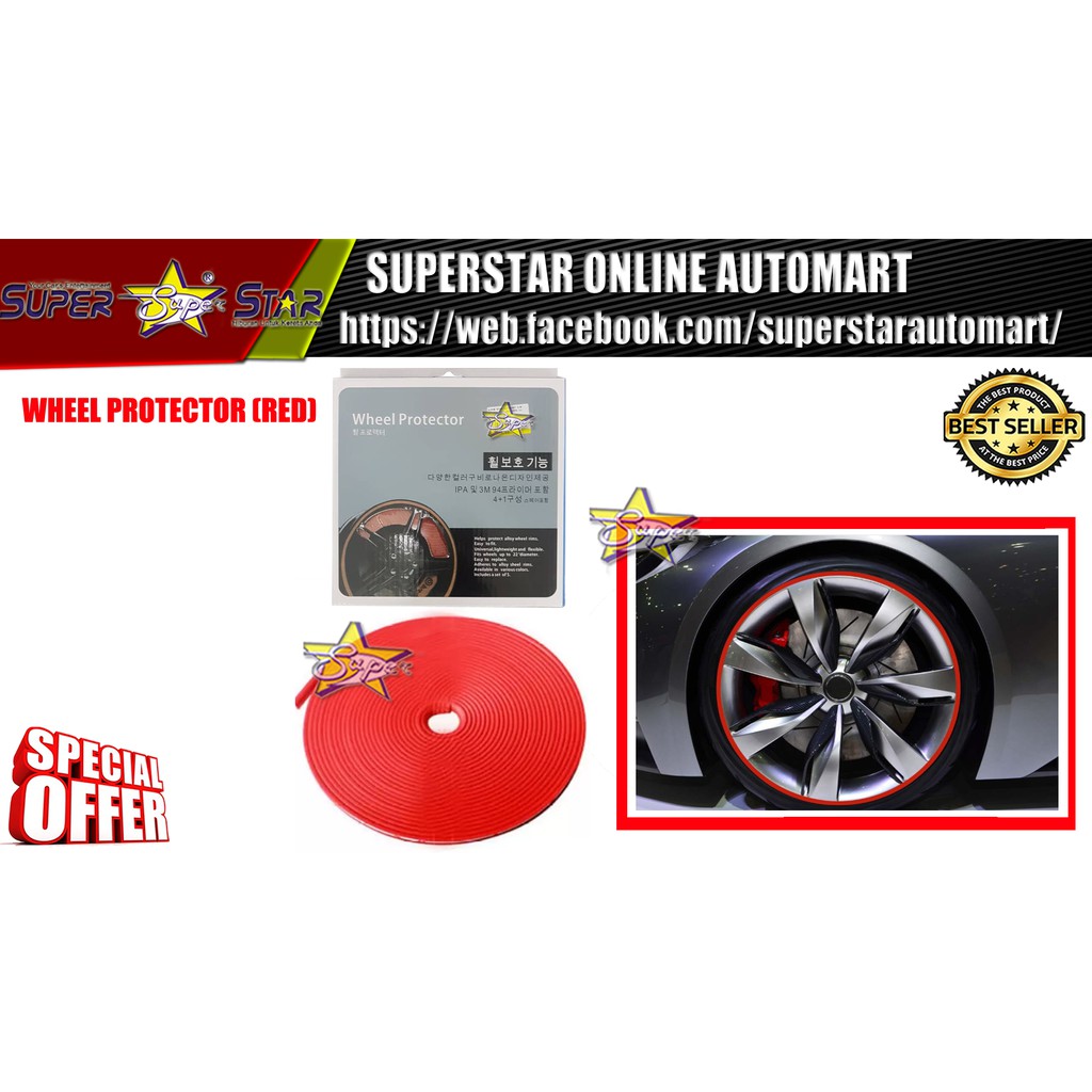 Car Wheel Rim Protectors Auto / Rings / ( Red )