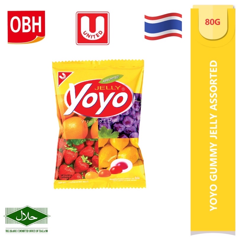 YOYO Gummy Jelly Grape/Assorted /Stawberry Flavour Thailand HALAL (80G) Shopee Malaysia