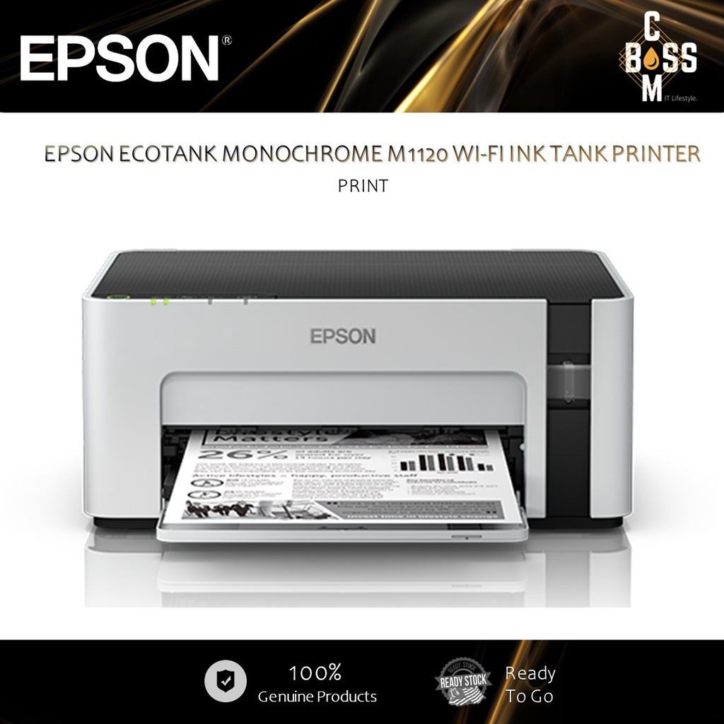 *ORIGINAL* EPSON ECOTANK MONOCHROME M1120 WI-FI INK TANK PRINTER (PRINT ...