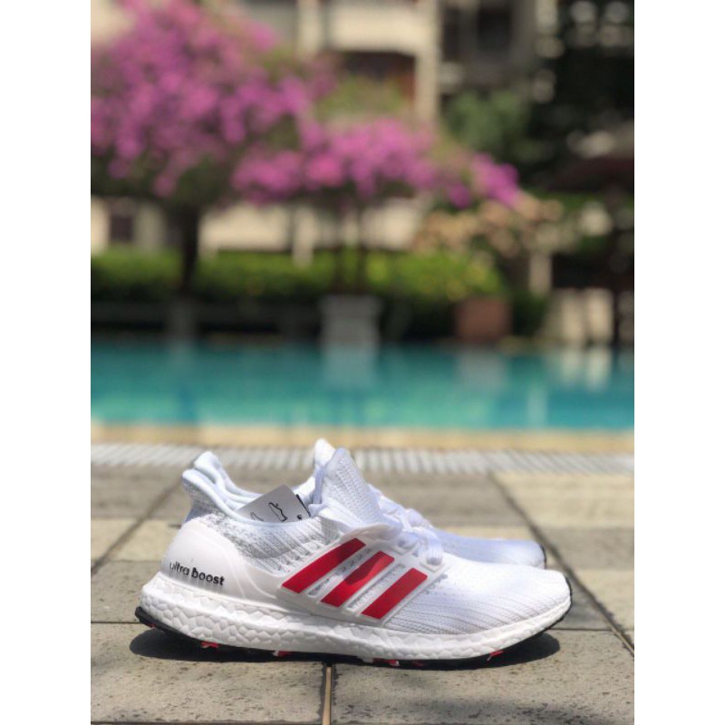 ADIDAS ULTRABOOST All White Red Shopee Malaysia