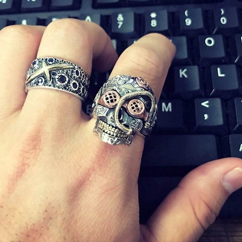 Steampunk Skull Rings for Men Women Biker Jewelry Cool Gothic Golden Sugar  Skull Ring