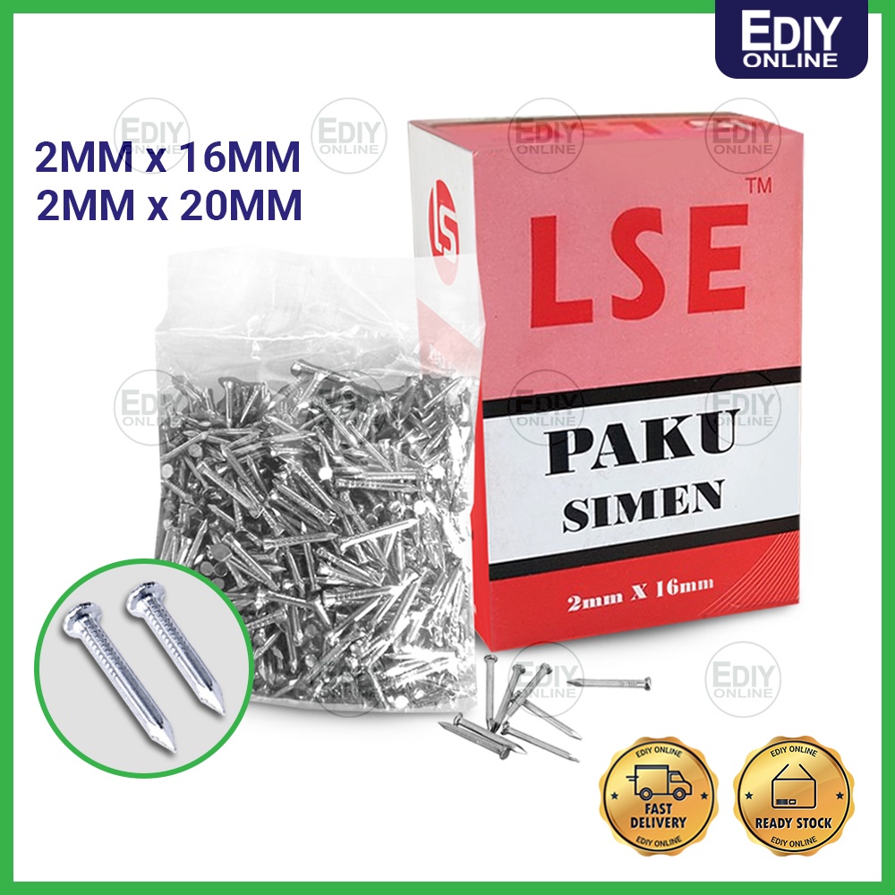 1 BOX Stainless Steel Concrete Wall Nail Nails Hardened Paku Simen Batu ...