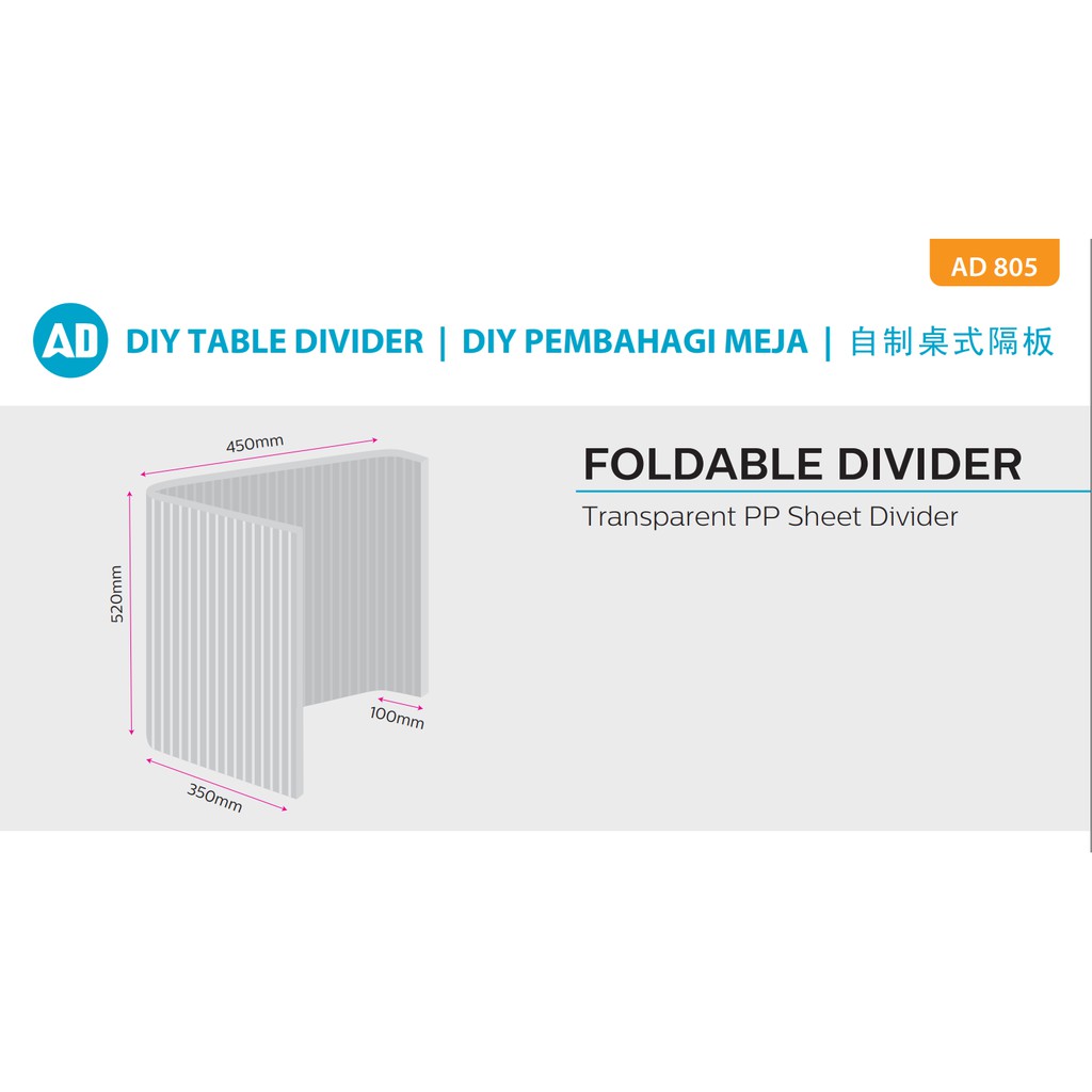 DIY TABLE DIVIDER - FOLDABLE TRANSPARENT PP SHEET (450mm x 520mm ...